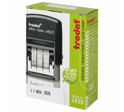 Датер-мини месяц цифрами, оттиск 22х4 мм, синий, TRODAT 4820 BANK, корпус черный, 82498