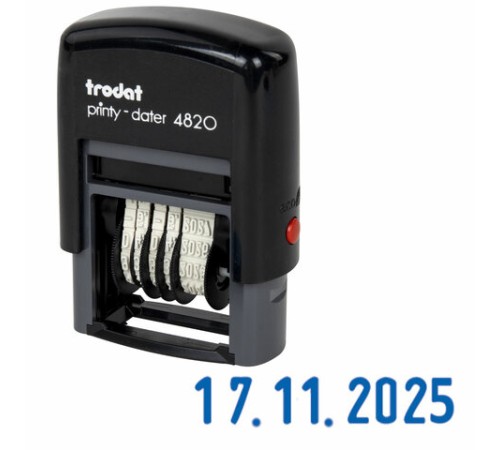 Датер-мини месяц цифрами, оттиск 22х4 мм, синий, TRODAT 4820 BANK, корпус черный, 82498