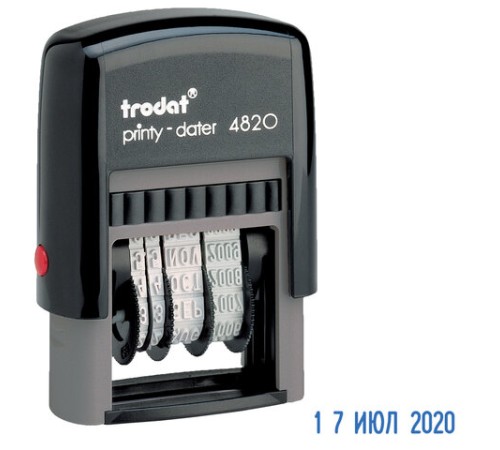 Датер-мини месяц буквами, оттиск 22х4 мм, синий, TRODAT 4820, корпус черный, 73930