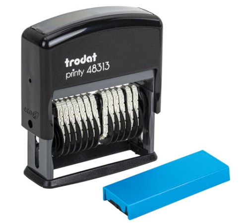 Нумератор 13-разрядный, оттиск 42х3,8 мм, синий, TRODAT 48313, корпус черный, 53198