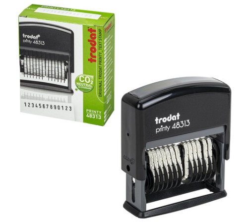 Нумератор 13-разрядный, оттиск 42х3,8 мм, синий, TRODAT 48313, корпус черный, 53198