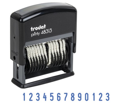 Нумератор 13-разрядный, оттиск 42х3,8 мм, синий, TRODAT 48313, корпус черный, 53198