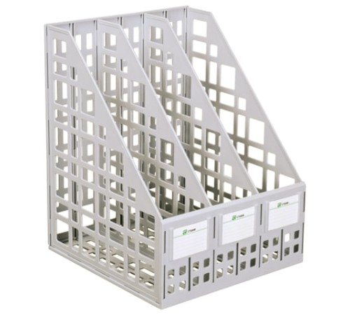 Лоток вертикальный для бумаг (250х245х295 мм), 3 отделения, сетчатый, сборный, серый, ЛТВ-63719