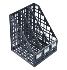 Лоток вертикальный для бумаг (250х245х295 мм), 3 отделения, сетчатый, сборный, черный, ЛТВ-63720