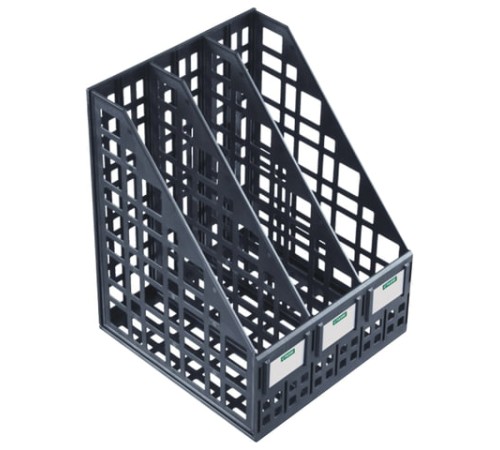Лоток вертикальный для бумаг (250х245х295 мм), 3 отделения, сетчатый, сборный, черный, ЛТВ-63720