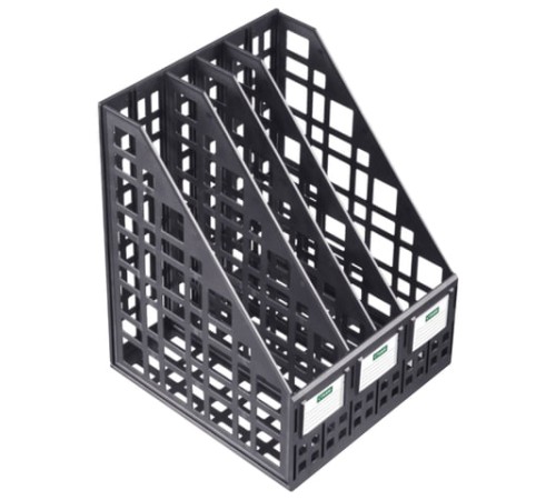 Лоток вертикальный для бумаг (250х245х295 мм), 4 отделения, сетчатый, сборный, черный, ЛТВ-63722