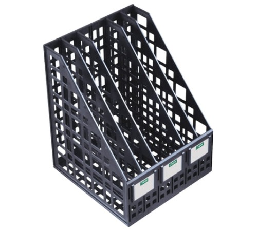 Лоток вертикальный для бумаг (250х245х295 мм), 5 отделений, сетчатый, сборный, черный, ЛТВ-63724