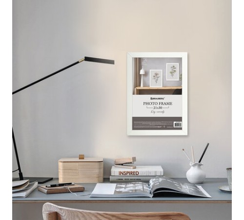 Рамка 21х30 см небьющаяся, аналог IKEA, багет 21 мм, МДФ, BRAUBERG "Idea", белая, 391370 Рамка 21х30 см небьющаяся, аналог IKEA, багет 21 мм, МДФ, BRAUBERG "Idea", белая, 391370