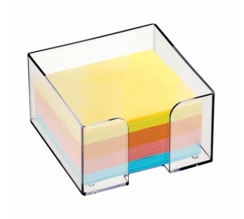 Подставка для бумажного блока пластиковая, 90х90х50 мм, прозрачная, ПЛ61