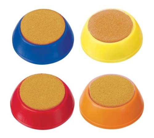 Губка для кассира, диаметр 57 мм, круглая, ассорти, УП02