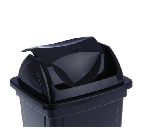 Корзина для бумаг, 12 л, цельная, с вращающейся крышкой, черная, КР90