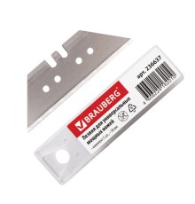 Лезвия для универсальных мощных ножей, 18 мм, BRAUBERG, КОМПЛЕКТ 5 ШТ., форма-трапеция, в пластиковом пенале, 236637