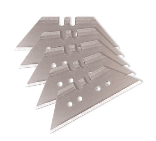 Лезвия для универсальных мощных ножей, 18 мм, BRAUBERG, КОМПЛЕКТ 5 ШТ., форма-трапеция, в пластиковом пенале, 236637