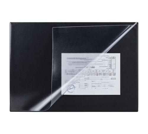 Коврик-подкладка настольный для письма (650х450 мм), с прозрачным карманом, черный, BRAUBERG, 236775