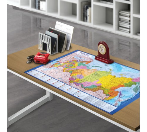 Коврик-подкладка настольный для письма (590х380 мм), с картой России, BRAUBERG, 236776