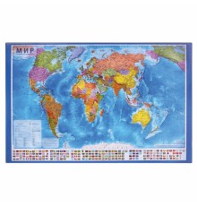 Коврик-подкладка настольный для письма (590х380 мм), с картой мира, BRAUBERG, 236777