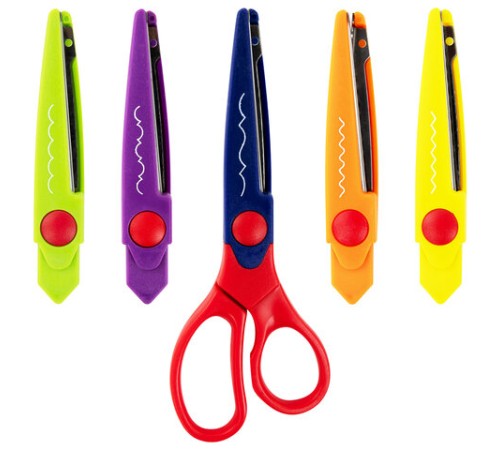 Ножницы ОСТРОВ СОКРОВИЩ, 165 мм, 5 сменных фигурных лезвий, в блистере, 236782