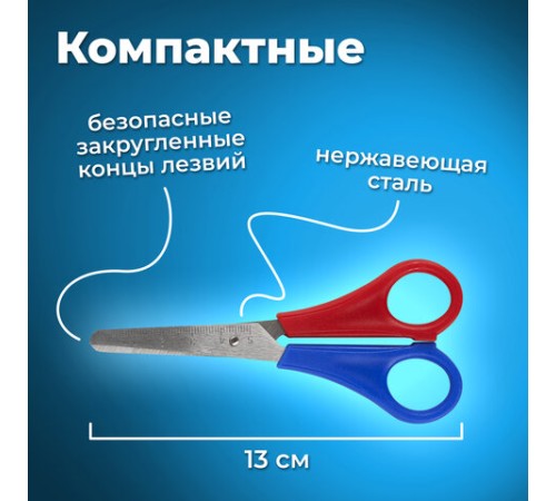 Ножницы ПИФАГОР, 130 мм, для левши, с линейкой, в картонной упаковке с европодвесом, 236784