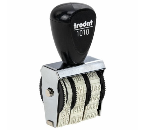 Датер ручной ленточный, оттиск 25х4 мм, месяц буквами, TRODAT 1010, 78471