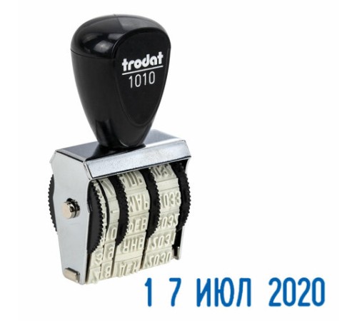 Датер ручной ленточный, оттиск 25х4 мм, месяц буквами, TRODAT 1010, 78471