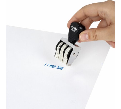 Датер ручной ленточный, оттиск 25х4 мм, месяц буквами, TRODAT 1010, 78471