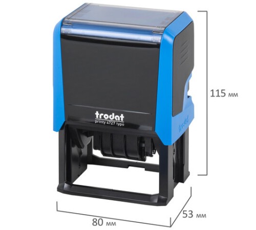 Датер самонаборный 6 строк+дата, оттиск 60х40 мм, синий, TRODAT 4727 Bank, КАССЫ В КОМПЛЕКТЕ, 188551