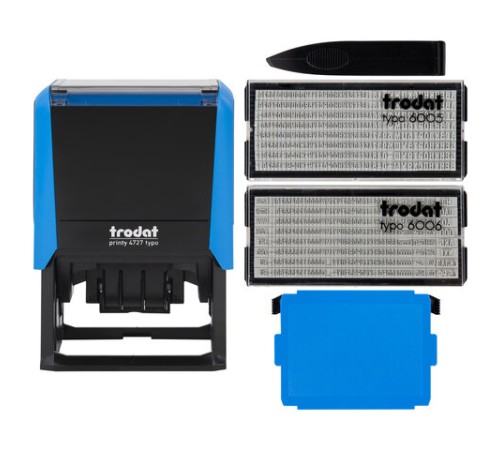 Датер самонаборный 6 строк+дата, оттиск 60х40 мм, синий, TRODAT 4727 Bank, КАССЫ В КОМПЛЕКТЕ, 188551