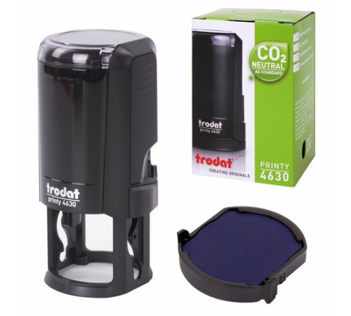 Оснастка для печатей, оттиск D=30 мм, синий, TRODAT 4630 PRINTY 4.0, подушка в комплекте, 80357