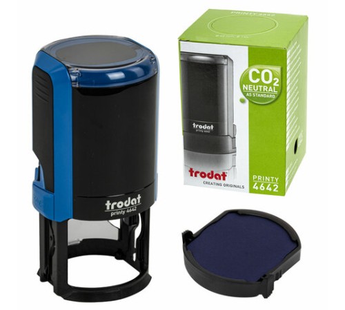 Оснастка для печатей, оттиск D=42 мм, синий, TRODAT 4642 PRINTY 4.0, корпус синий, крышка, подушка, 66584