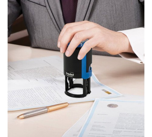 Оснастка для печатей, оттиск D=42 мм, синий, TRODAT 4642 PRINTY 4.0, корпус синий, крышка, подушка, 66584