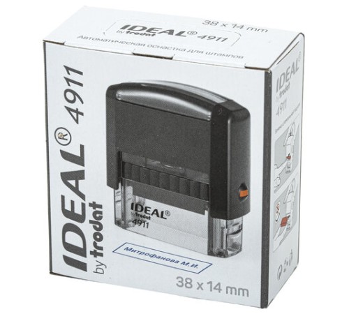 Оснастка для штампа, размер оттиска 38х14 мм синий, TRODAT IDEAL 4911 P2, подушка в комплекте, 125417