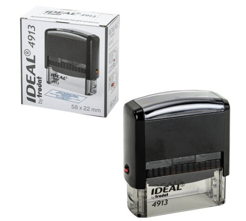 Оснастка для штампа, размер оттиска 58х22 мм, синий, TRODAT IDEAL 4913 P2, подушка в комплекте, 125423