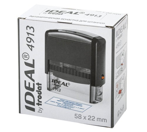 Оснастка для штампа, размер оттиска 58х22 мм, синий, TRODAT IDEAL 4913 P2, подушка в комплекте, 125423