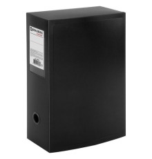 Короб архивный (330х245 мм), 100 мм, пластик, разборный, до 900 листов, черный, 0,9 мм, BRAUBERG 