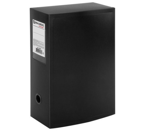 Короб архивный (330х245 мм), 100 мм, пластик, разборный, до 900 листов, черный, 0,9 мм, BRAUBERG 
