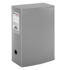 Короб архивный (330х245 мм), 100 мм, пластик, разборный, до 900 листов, серый, 0,9 мм, BRAUBERG 