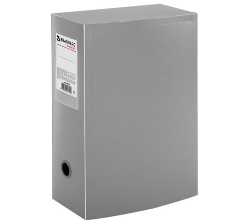 Короб архивный (330х245 мм), 100 мм, пластик, разборный, до 900 листов, серый, 0,9 мм, BRAUBERG 