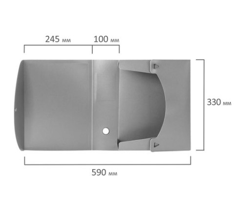 Короб архивный (330х245 мм), 100 мм, пластик, разборный, до 900 листов, серый, 0,9 мм, BRAUBERG 