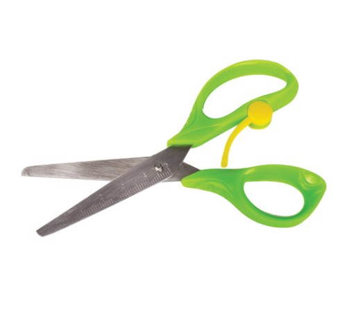 Ножницы ПИФАГОР, 130 мм, с усилителем, линейкой, зеленые, в картонной упаковке с европодвесом, 236857