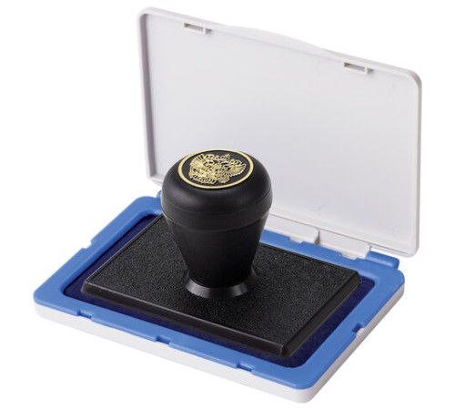 Штемпельная подушка BRAUBERG, 120х90 мм (рабочая поверхность 105х65 мм), синяя краска, 236866