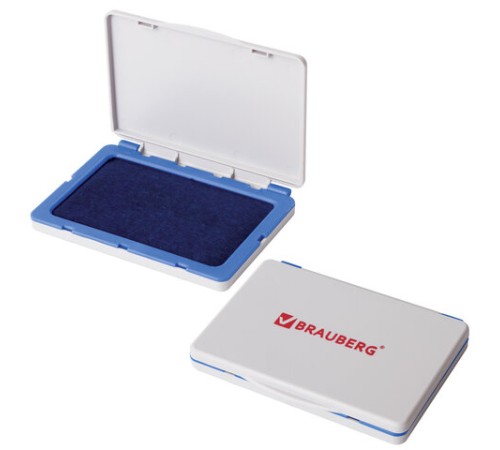 Штемпельная подушка BRAUBERG, 120х90 мм (рабочая поверхность 105х65 мм), синяя краска, 236866