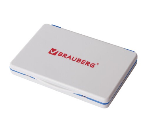 Штемпельная подушка BRAUBERG, 100х80 мм (рабочая поверхность 90х50 мм), синяя краска, 236867