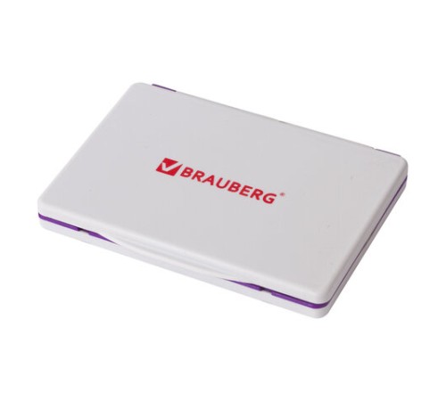 Штемпельная подушка BRAUBERG, 100х80 мм (рабочая поверхность 90х50 мм), фиолетовая краска, 236869