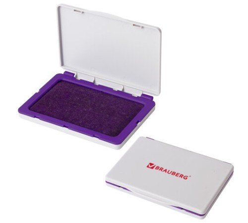 Штемпельная подушка BRAUBERG, 100х80 мм (рабочая поверхность 90х50 мм), фиолетовая краска, 236869