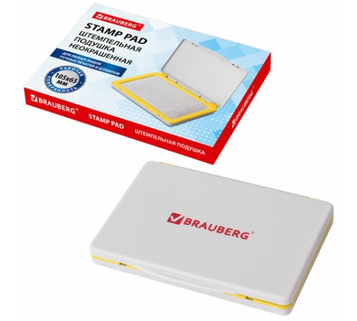 Штемпельная подушка BRAUBERG, 120х90 мм (рабочая поверхность 105х65 мм), неокрашенная, 236870