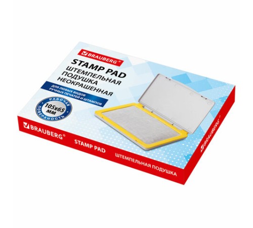 Штемпельная подушка BRAUBERG, 120х90 мм (рабочая поверхность 105х65 мм), неокрашенная, 236870