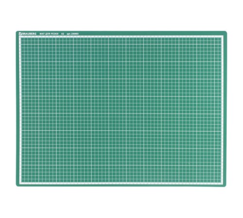 Коврик (мат) для резки BRAUBERG, 3-слойный, А2 (600х450 мм), двусторонний, толщина 3 мм, зеленый, 236903