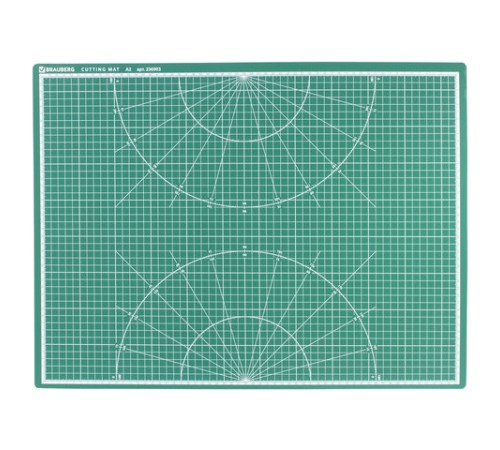 Коврик (мат) для резки BRAUBERG, 3-слойный, А2 (600х450 мм), двусторонний, толщина 3 мм, зеленый, 236903
