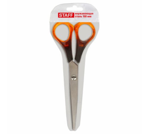 Ножницы STAFF Basic 160 мм, ручки под янтарь, ПВХ чехол с европодвесом, 236937