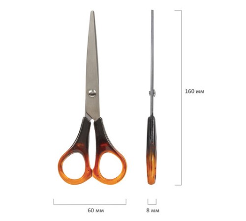 Ножницы STAFF Basic 160 мм, ручки под янтарь, ПВХ чехол с европодвесом, 236937